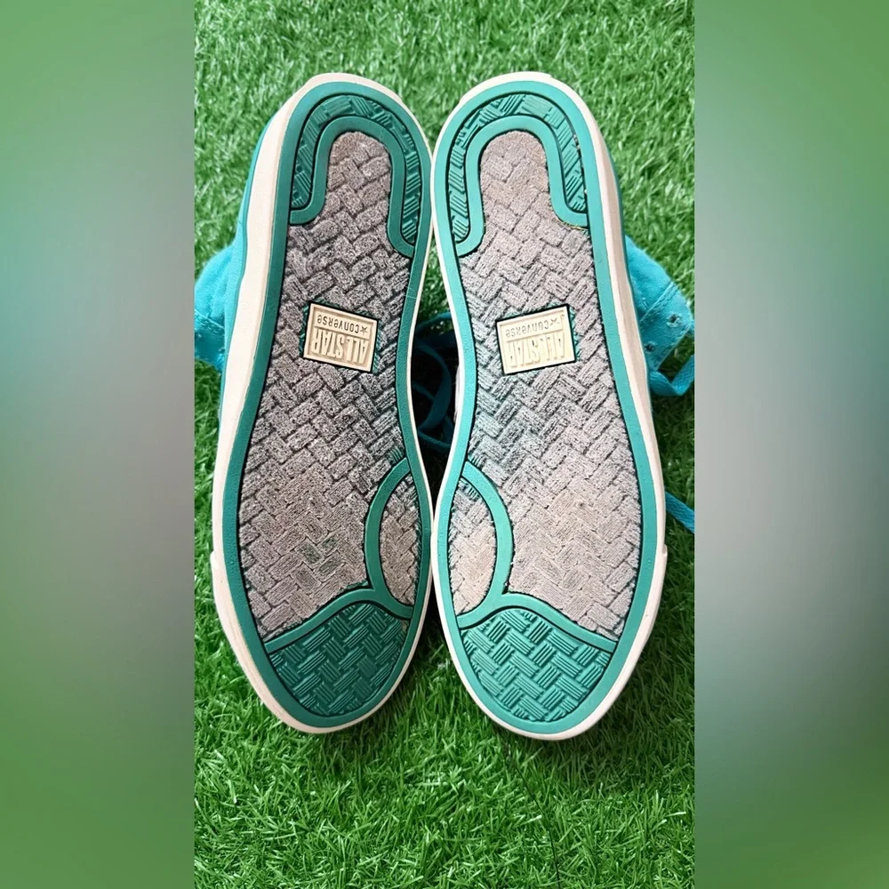 Converse Teal and White Unisex Sneakers‎ Size M-7 W-8.5 - Picture 2 of 9
